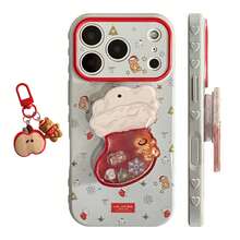 Christmas Stocking Shaker Phone Grip Holder, Cute Gingerbread Man Christmas Tree Phone Socket Stand, Aesthetic Kawaii Holiday Phone Back Decor Accessory - Multicolor - View 2