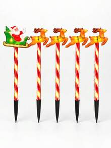 Christmas Solar Ground Lights, Santa Sleigh & Reindeer LED Pathway Lights, 8 Lighting Modes, Light Sensor, Auto On At Dusk, IP44 Waterproof Weather-Resistant, Candy Cane Garden Lawn Lights, Outdoor Christmas Yard Walkway Fence Holiday Party Decoration - Multicolor - View 10