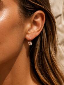 FOREVER QUEEN 1pc 925 Sterling Silver Colorful Pendant Earrings, Round Cut Cubic Zirconia Hook Earrings, Women's Style - Single - View 3