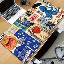1pc Jazz Octopus Collage Art Mouse Pad, With Non-Slip Rubber Base, Perfect For Home Office Decor, Gaming Setup, Featuring Unique Pattern Art Mouse Pad And Durable Rubber Surface - View 2
