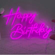 1-Piece Happy Birthday LED Neon Sign With USB Power Cable, Clear PS Backboard And Silicone Light Strip, Warm White Cursive Letter Design With Soft Glow For Birthday Party, Cake Table, Photo Backdrop, Bedroom And Celebration Decor - Multi-color light - View 13