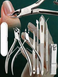7-Piece Stainless Steel Nail And Callus Remover Set - Odorless Manicure And Pedicure Set, No Electricity Required, With Portable Storage Box - Multicolor - View 1