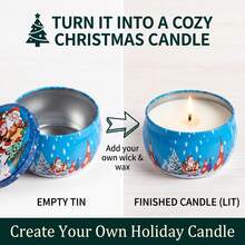 HIZTGHC 50pcs Christmas DIY Candle Making Kit For Beginners, 10 Random Pattern Empty Candle Jars With Lids, Includes Candle Wicks, Wick Holders And Wick Stickers, Handmade Candle Making Materials For Holiday Decoration And Gifts - Christmas 50Pcs/set - View 4