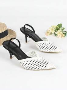 Women's Autumn/Winter Silk Versatile High Heel Elegant Party Comfortable Pointed Toe New Style Pumps (Randomly Cut Upper) - White - View 1