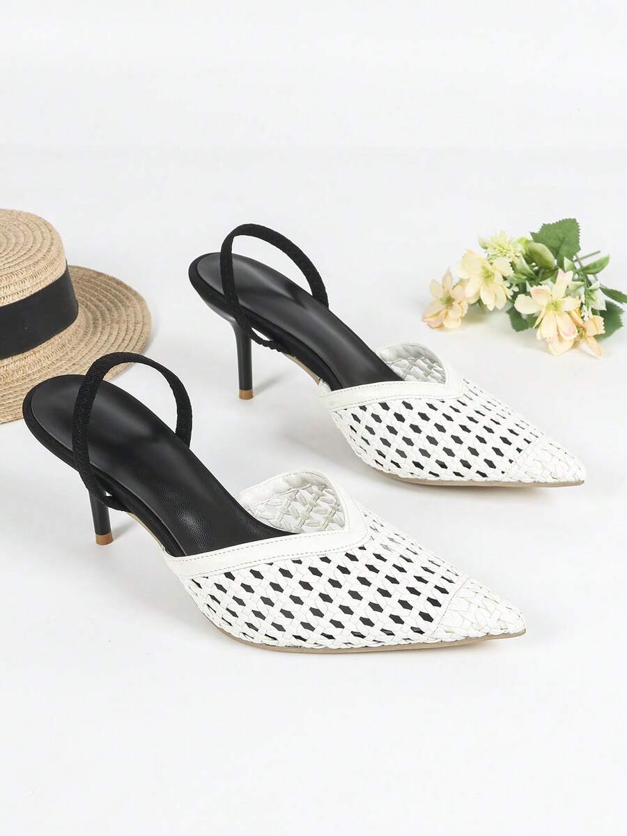 Women's Autumn/Winter Silk Versatile High Heel Elegant Party Comfortable Pointed Toe New Style Pumps (Randomly Cut Upper) - White - View 1