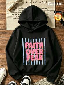 2026 Autumn/Winter Custom Loose Black Sweatshirt, Blue Striped And Letter Print, Casual Street Style - Black - View 4