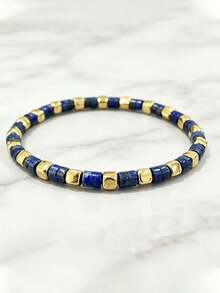 Gelang Lapis Lazuli Alami, Menarik Kekayaan dan Keberuntungan, Cocok untuk Pemakaian Sehari-hari dan Gelang Karir - Biru - View 3