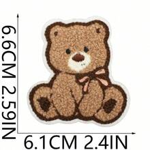6pcs Curly Cartoon Cute Bear Embroidered Fabric Patch, Apple Bear Computer Embroidery Label, Brown Bear Patch Suitable For Clothes, Hats, Bags, Jeans, Shirts, ZLY Decorative Patch - Multicolor - View 4