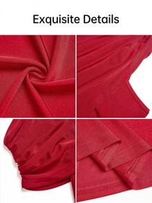 BIUBIU Women's Plus Size Red One Shoulder Long Knitted Dress, Sleeveless Asymmetrical Neck Bodycon Tunic For Party & Date Night Outfits - Burgundy - View 3