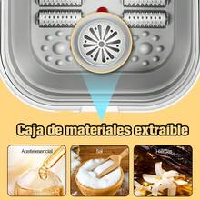 Bañera para Pies Plegable Portátil, 45°C Calefacción, Burbujas + Rodillos, Cabe en Cualquier Lugar, con Kit de Pedicura – Ideal para Viajes, Camping o Apartamentos Pequeños - Gris Claro - Ver 5