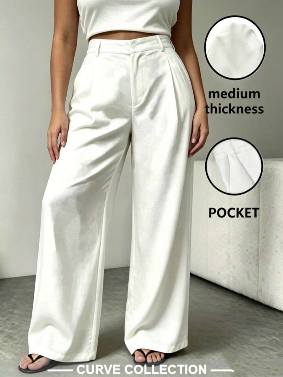 Plus Size Women Solid Color Casual Daily Wear Long Pants