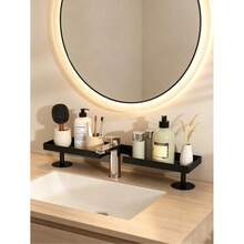 Bathroom Sink Storage Rack, Modern Minimalist Washbasin Organizer, Suitable For Toiletries And Skincare Products, Strong Load-Bearing Capacity, Hollow Design, Suitable For Kitchen Sink And Bathroom Sink - Black - View 6