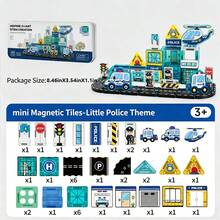 Mini Police Station Magnetic Tiles Building Blocks For Kids, 40PCS STEM City Police Toys Include Policeman,Vehicles,Prison - Multicolor - View 8