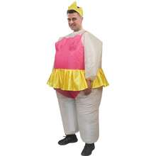 Halloween Christmas Party Red Ballet Inflatable Costume, Unisex Inflatable Costume, Holiday Personalized Outfit Inflatable Costume, Blower Included, Battery Not Included - Red - View 3