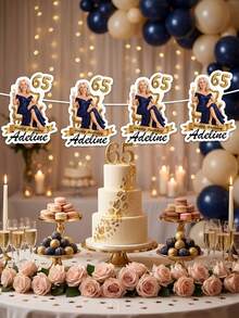 8/16/24pc Custom Photo & Text Birthday Cutout Banner, Personalized Name Age Face Photo Garland, Milestone 65th Birthday Party Decor, Custom Face Cutout Birthday Banner - Gold - View 3