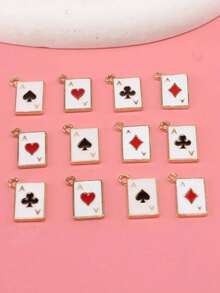 12pcs/set Fashion Zinc Alloy Playing Card DIY Pendant For Women For DIY Jewelry Making - Yellow Gold - View 4