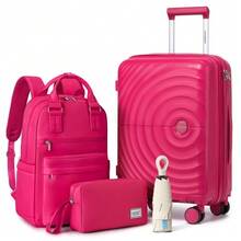 Lightweight Luggage Sets 3 Pieces Carry On Luggage Expandable PP 20 Inch Suitcases With Wheels - Rose Red - View 1