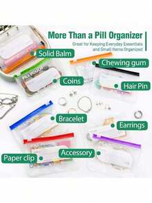 Portable Pill Storage Book/Package Set With 7 Medication Bags And Writable Labels, Suitable For Supplements And Small Daily Items, For Home, Travel, Camping, Elderly/Patient Care, Thoughtful Gift For Christmas And Thanksgiving, Essential Medical Accessory For On-The-Go Users, Dorm And Back-To-School Must-Have - Multicolor - View 9