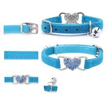 Heart-Shaped Flocked Cat Collar, Cat Collar With Elastic Band, Multi-Color Heart Flocked Rhinestone Collar - Multicolor - View 7