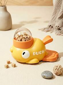 PETSIN Yellow Duck Shaped Cat Treat Dispenser, Manual Push Interactive Battery-Free Slow Feeder Toy For Small/Medium Cats & Dogs - Multicolor - View 10