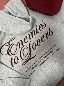 Women's Loose Grey Sweatshirt With Drawstring, Long Sleeve Knit Sweatshirt, Autumn Street Style - Grey - View 2