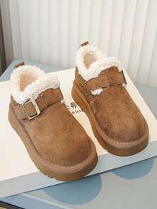 Girls' Autumn/Winter Ankle Boots, Plush Thick Lining, Thick Sole, Anti-Slip, Warm Baby Winter Boots - Camel - View 5