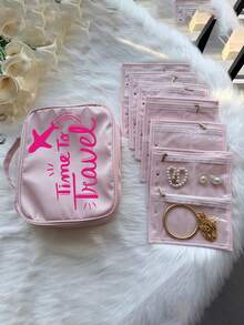 Watch Storage Pouch/Booklet,Travel Jewelry Organizer Case,Jewelry Bags For Traveling, Jewelry Binder With 6 Pcs Clear Zipper Velvet Pouches For Storing Earrings, Rings, Necklace, Bracelet, Watch - Multicolor - View 9