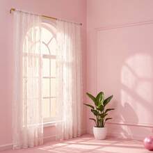 1 Panel Romantic Country Style Bird & Branch Embroidered Lace Sheer Curtain, Translucent Decorative Partition Door Curtain Half Curtain, Suitable For Balcony, Porch, Bedroom, Living Room, Study, Atmosphere Decoration, All Seasons - White - View 7