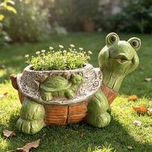 Creative Textured Resin Turtle Planter Decorative Flower Pot Home Balcony Turtle Potted Plant Outdoor Windowsill Yard Garden Turtle Resin Ornament Succulent Flower Pot Gardening Decor - Turtle Planter - View 3