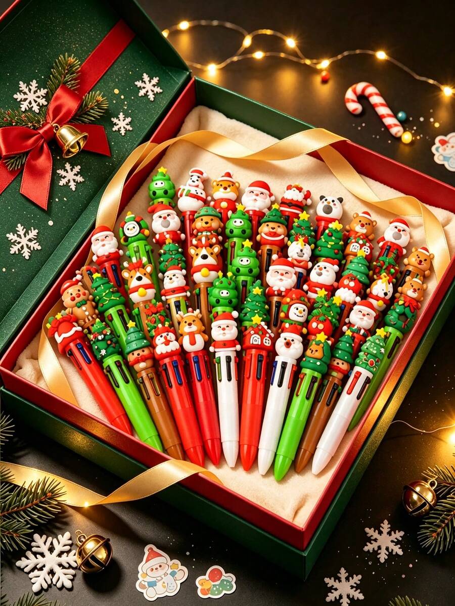 Random 5/10/20pcs Mini Christmas Pens, Assorted Cute Designs With Santa ...