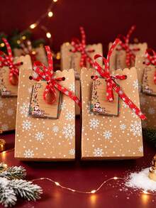 6/12pcs/Pack Christmas Party Gift Candy Cookie Boxes Paper Boxes Christmas Party Decoration Paper Boxes Includes Ribbon Cards - View 10