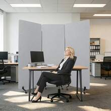 SENDERPICK 3-Panel Portable Office Divider For Room Partition Room Divider Sound-Repellent Privacy Panel With Wheels - Light Grey - View 5