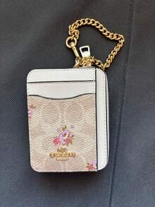 Coach Chain Wristlet Wallet,Zip Card Case Holder,Stylish Clutch Handbag Coin Purse for Women - 沙色 - 查看 2