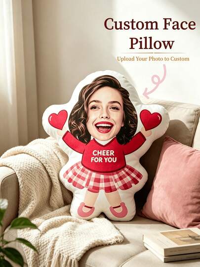 1pc DIY Customized Personalized Creative Pillow, Personalized Photo Human-Shaped Cushion, Unique Personalized Commemorative Gift, Exclusive Customized Gift For Couples, Surprise Gift For Boyfriend, Husband, Family; Suitable For Birthday, Valentine's Day, Anniversary, Christmas, Halloween, Thanksgiving Gift-Giving Occasions, Suitable As Toy Gift For Children