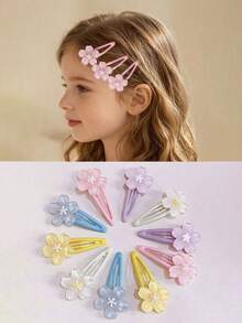 5/10/15/20pcs Girls Hair Accessories Multi-Color Jelly Sakura Oil Drop Forehead Side Bangs Hair Clips - Multicolor - View 1
