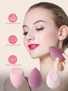 Makeup Sponge, Latex-Free, High Absorbency Polyurethane Makeup Sponge, Suitable For Liquid, Cream And Foundation, Multiple Colors Available - Multicolor - View 2