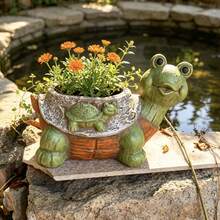 Creative Textured Resin Turtle Planter Decorative Flower Pot Home Balcony Turtle Potted Plant Outdoor Windowsill Yard Garden Turtle Resin Ornament Succulent Flower Pot Gardening Decor - Turtle Planter - View 11
