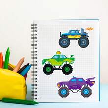 24pcs Monster Truck DIY Kids Stickers, Changeable Face Design To Create Your Favorite Truck Image, Parent-Child Interactive Puzzle Toy, Develops Children's Brain, Holiday Party Gift, Gift Packaging Sticker, Kindergarten Toy, Can Be Used For Home Decor, Stick On Table, Notebook, Balloon, Luggage, Refrigerator, Etc. - Mixed Color - View 6