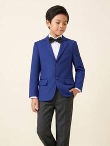 Boys Formal Blazer Only Single Breasted Suit Jacket Kids Wedding School Graduation Birthday Party All Occasions - Royal Blue - View 1