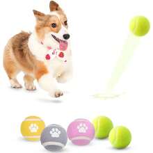 Dog Toy Tennis Ball, Elastic Ball With Paw Print Pattern, Suitable For Refilling And Launching Tennis Ball Launcher, Interactive Pet Training Toy, Suitable For Medium And Large Dogs (Launcher Not Included) - Multicolor - View 1