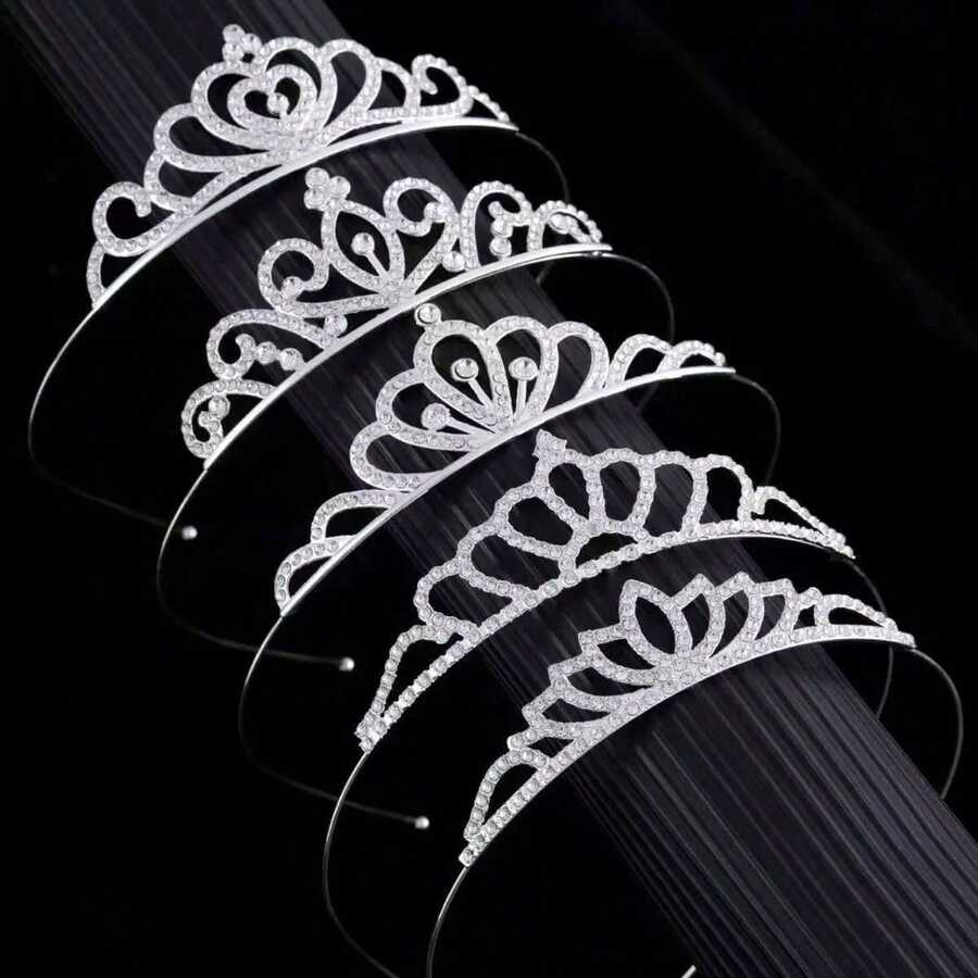 Crystal Crown Hair Accessory, Silver Princess Headband Suitable For Wedding, Birthday, Ball, Pageant, Bridal Hair Accessory For Women - Multicolor - View 1