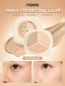 NOVO Palet Concealer Koreksi Warna Tiga Warna: Tahan Keringat dan Minyak, Anti Luntur, dan Tahan Lama. Menutupi Kantung Mata, Bekas Jerawat, dan Kemerahan. Palet Concealer Ramah untuk Pemula, Cocok untuk Penggunaan Sehari-hari dan Saat Bepergian. - 02# Shaojin - View 2