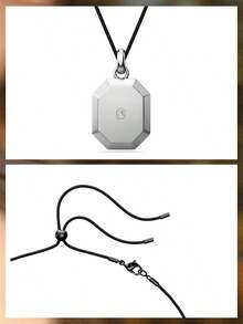 Kalung Swarovski Lucent Octagonal Cut Black Cord untuk Wanita, Liontin Kristal Transparan Persegi Panjang Besar, Tali Panjang yang Dapat Diatur, Perhiasan Mewah - Perak - View 7