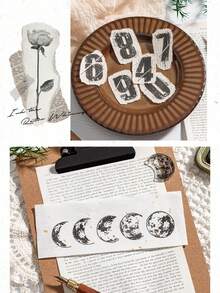 أختام سيليكون شفافة للمخطط، أختام مطاطية نباتية عتيقة، أختام كولاج النباتات الخضراء والزهور - متعدد الألوان - مشاهدة 7