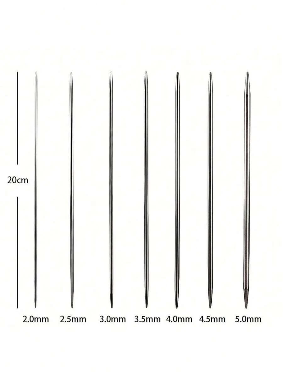 5pcs 20CM Stainless Steel Double-Ended Straight Knitting Needles 2-5MM Suitable For Sweater Knitting Projects - Multi-color - View 1
