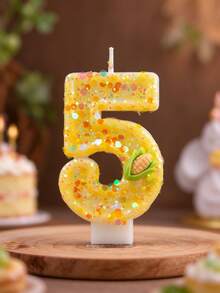 Glitter Number Birthday Candle 0-9 W/ Cute 3D Mini Corn Decor & Free Wax Drip Protector, Sparkly Yellow Digit Cake Topper, Farm Harvest Theme Cake Candle For Fall Thanksgiving Kids Birthday Party Decoration - Multicolor - View 12