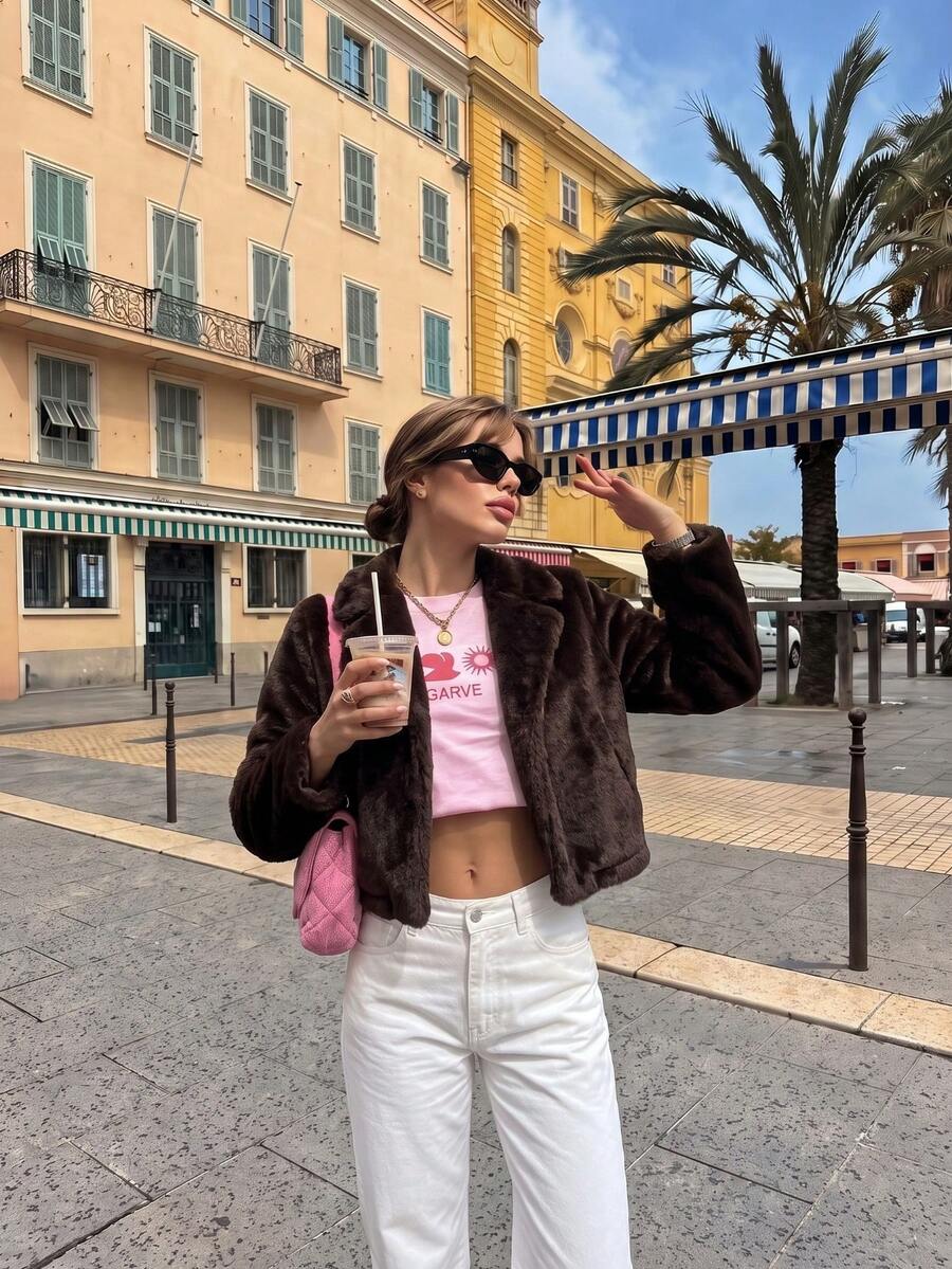 Elegant Women's Plush Jacket, Outdoor Warm Design, Fashionable Versatile Daily Commute Top