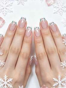 24pcs Medium Glossy Willow Leaf Pattern Pink Tone Press-On Nails, Removable And Reusable Nail Tips, Ready-To-Wear Nail Stickers For Travel, Party, Events And Outings, Boxed Set - Pink - View 12