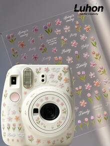 1 Set Tulip Flower & Rabbit Star Decor Stickers, Embossed Floral And Silver Metal Outline Transparent PET Decals, Spring Aesthetic Small Pattern Stickers For Phone, Camera, Water Bottle, Notebook, Headphones DIY Craft Accessories - Embossed Tulip - View 1