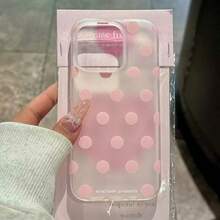 بطانية هاتف بطراز كوري مطفي بسيط بنقاط وردية متوافق مع Apple 18ProMax، جديد 16/15/14/13/12/17 - وردي - مشاهدة 1